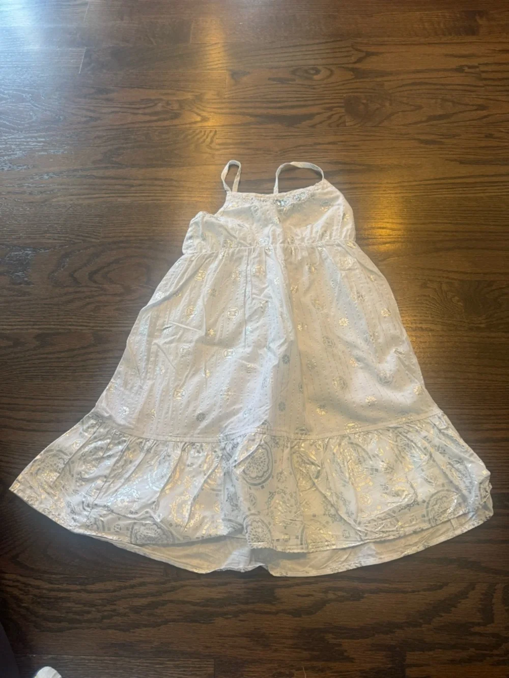 The Children's Place White Eyelet Spaghetti-Strap Dress with Blue Paisley Print - Picture 2 of 5